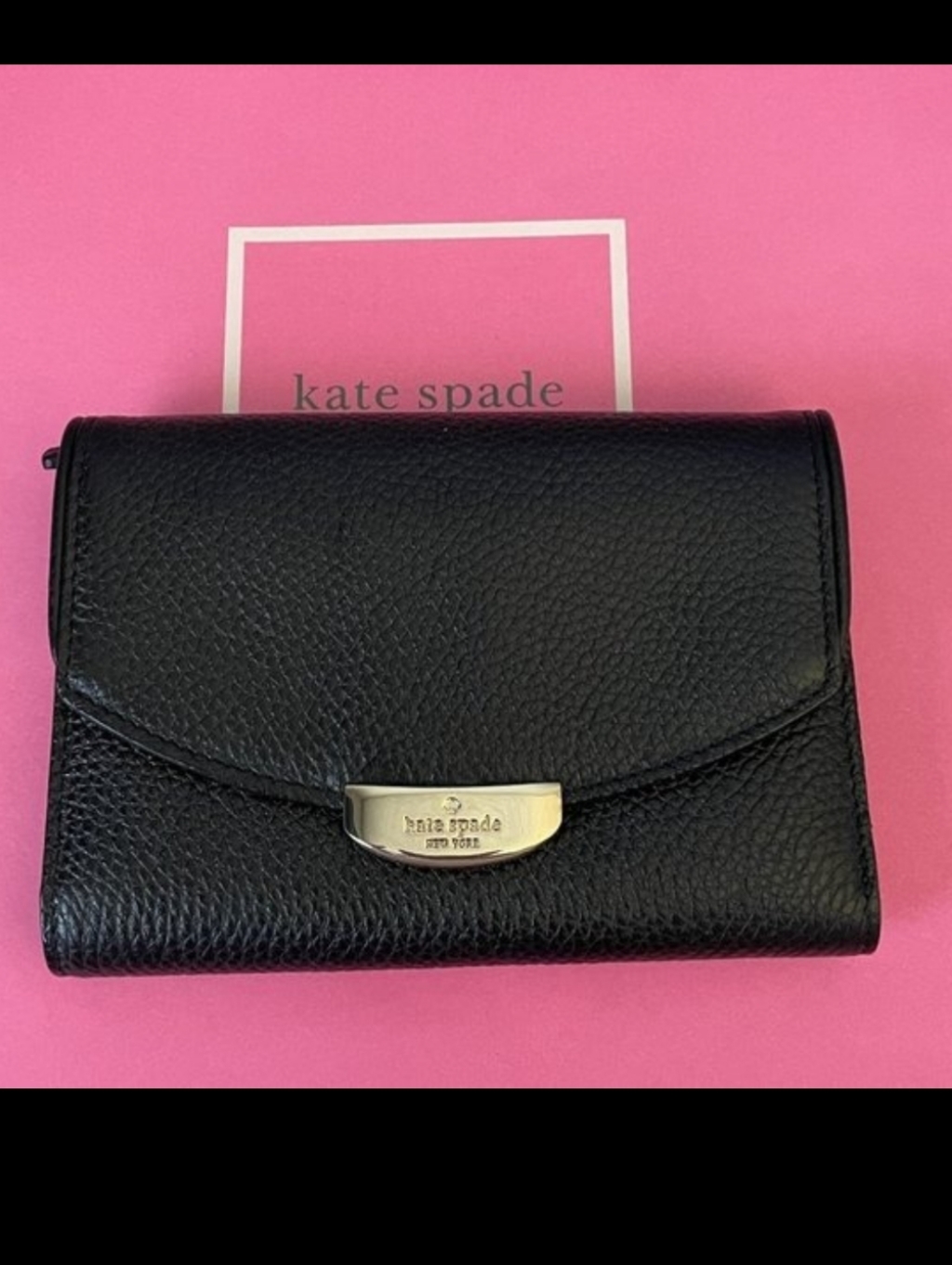Guc Kate Spade Black Callie Mulberry Street Pebble Leather Trifold Wallet
